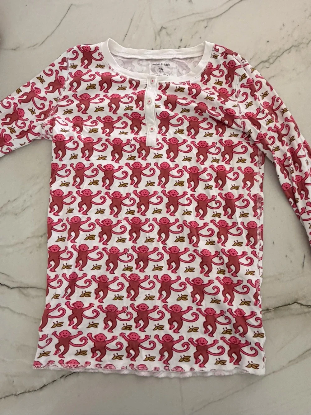 Roller Rabbit Pink Monkey Pajama Set Size 14 Girls
